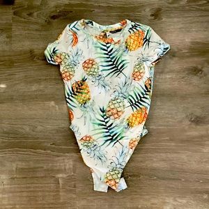 Pineapple Print Tee Bodysuit Sz S